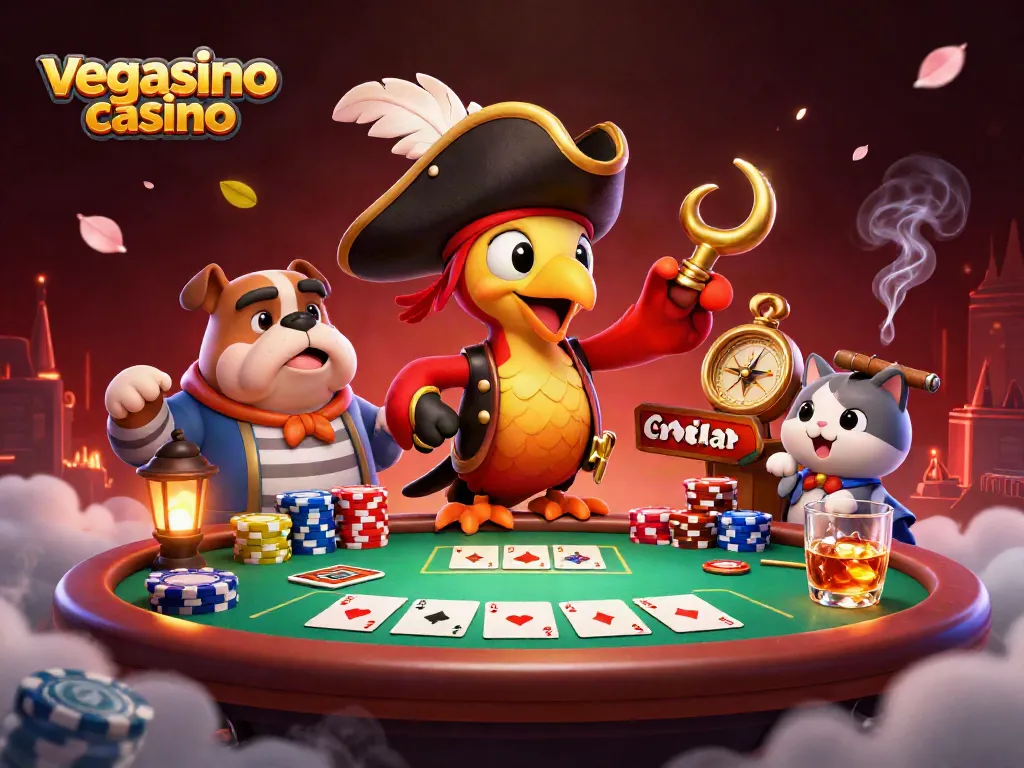 Engage with thrilling gameplay at vegasino casino with vibrant characters and dynamic poker elements.