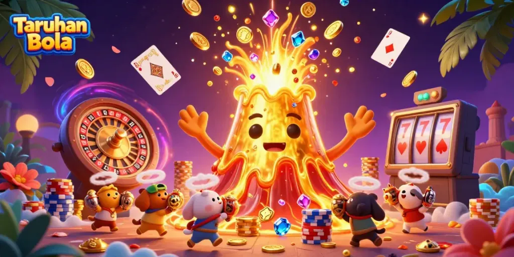 Win big with Taruhan Bola: Immersive 3D sports betting adventure illustration.