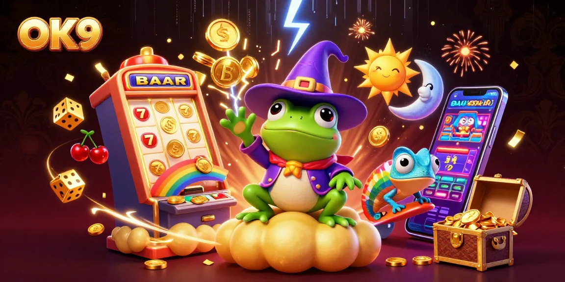 Engage with OK9's thrilling casino experience featuring vibrant 3D characters and dynamic gaming elements.